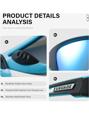 Gafas de Sol Polarizadas KUGUAOK para Hombres 100% UV