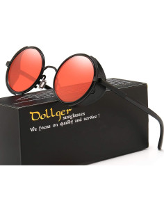 Gafas de sol redondas Dollger steampunk UV400 lente espejo 2