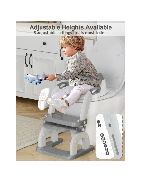 Asiento de Entrenamiento para Baño Koyosnier Gris 2 en 1 Ajustable Asiento de Entrenamiento para Baño Koyosnier Gris 2 en 1 Ajustable