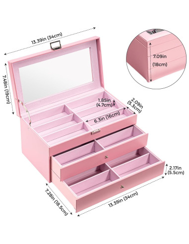 Organizador de Gafas ProCase 3 Capas 18 Compartimentos Rosa