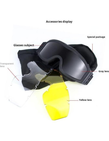Gafas de Seguridad LEJUNJIE con 3 Lentes Intercambiables Gafas de Seguridad LEJUNJIE con 3 Lentes Intercambiables