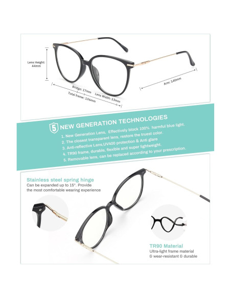 Gafas anti luz azul Gaoye unisex con filtro UV400 Gafas anti luz azul Gaoye unisex con filtro UV400