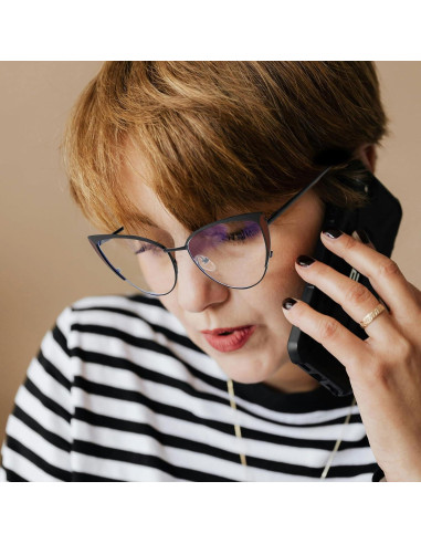 Gafas LJCZKA para Mujeres Estilo Gato Anti Luz Azul