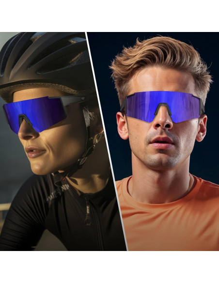 Gafas de sol deportivas polarizadas HD UV400 - Negro y azul Gafas de sol deportivas polarizadas HD UV400 - Negro y azul