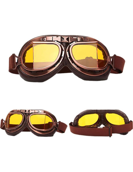 Gafas de Moto Vintage Peicees Cobre Lentes Ámbar Gafas de Moto Vintage Peicees Cobre Lentes Ámbar