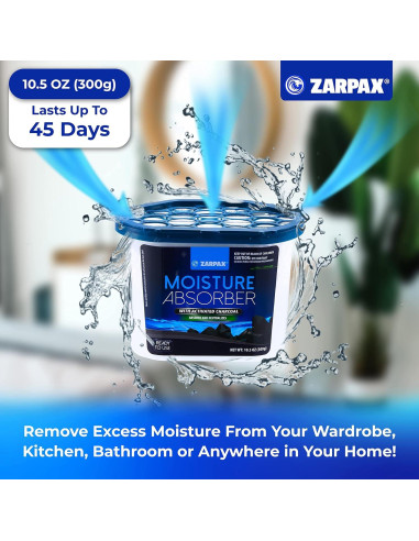 Absorbente de Humedad Zarpax 300g | Carbón Activado | Set de 4