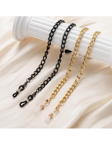 Cadena para Gafas Dorada y Negra 75cm 2 Pcs Minimalista