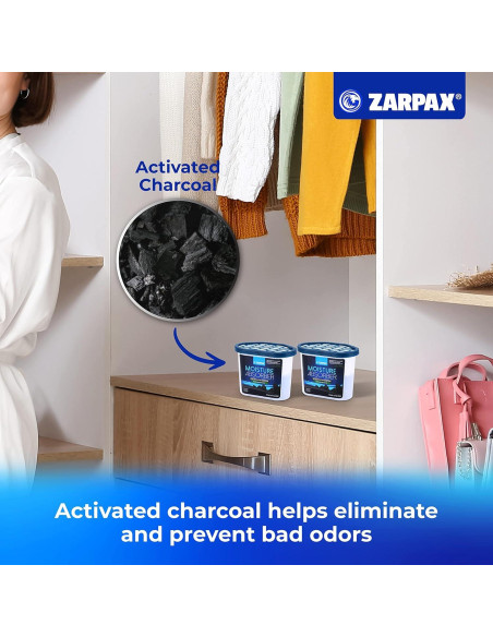Absorbente de Humedad Zarpax 300g | Carbón Activado | Set de 4 Absorbente de Humedad Zarpax 300g | Carbón Activado | Set de 4