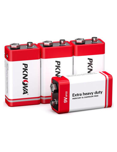 Baterías 9V PKNOVA 6F22 Cuadradas Duraderas - Paquete de 4