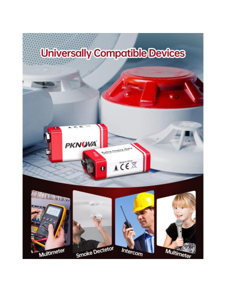 Baterías 9V PKNOVA 6F22 Cuadradas Duraderas - Paquete de 4 Baterías 9V PKNOVA 6F22 Cuadradas Duraderas - Paquete de 4