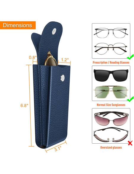 Funda Doble para Gafas Fintie Marino con Gancho y Paños Funda Doble para Gafas Fintie Marino con Gancho y Paños