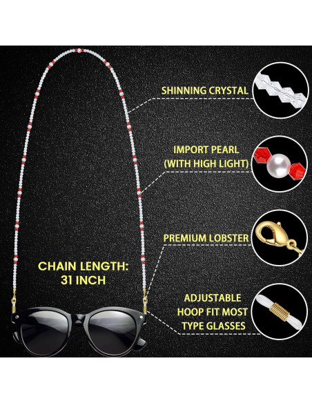 Cadena para Gafas con Perlas y Cristales - Elegante Accesorio Cadena para Gafas con Perlas y Cristales - Elegante Accesorio