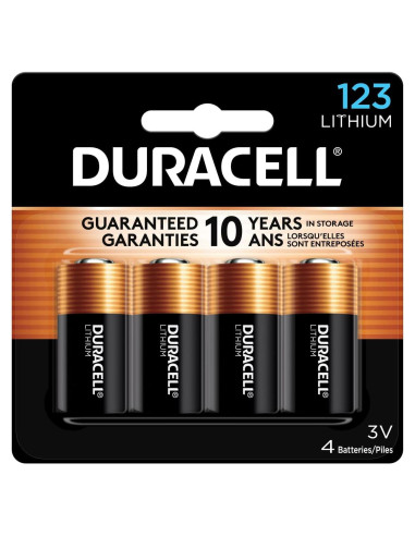 Batería de Litio Duracell CR123A 3V - Paquete de 4 Unidades