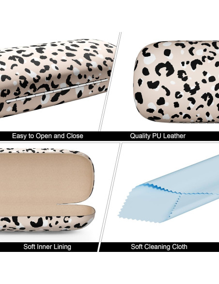 Estuche Duro para Gafas Leopardo con Paño de Limpieza Estuche Duro para Gafas Leopardo con Paño de Limpieza
