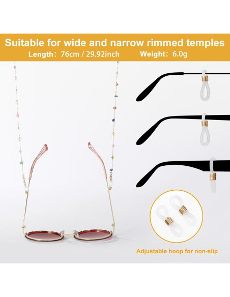 Cadena de Gafas Humlbird para Mujeres - 76 cm, Cristal Natural Cadena de Gafas Humlbird para Mujeres - 76 cm, Cristal Natural