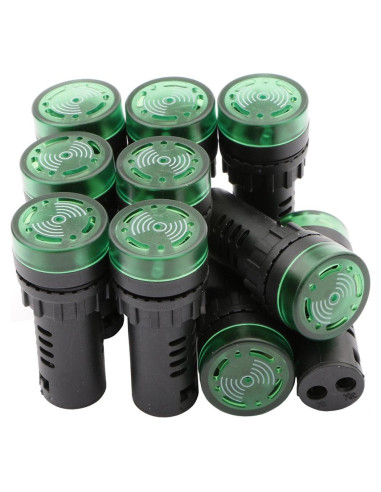 Luz de Alarma Intermitente Verde 22mm 24V NewZoll - 10 Pcs