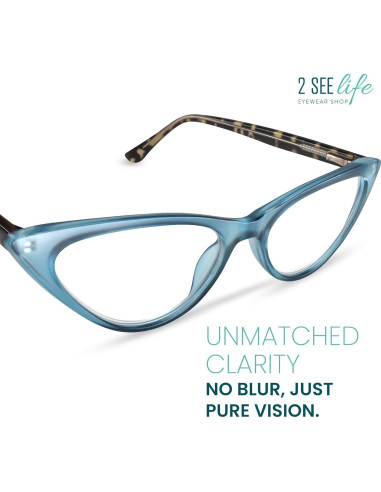Gafas de Lectura Cat Eye 2SeeLife Azul Aqua 1.0x Lentes Premium