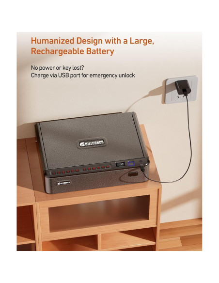 Caja Fuerte Biométrica BILLCONCH para Armas - 4 Métodos de Acceso Caja Fuerte Biométrica BILLCONCH para Armas - 4 Métodos de Acceso