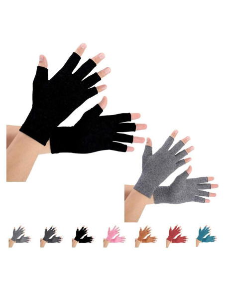 Guantes de Compresión Brace Master 2 Pares L Negro y Gris Guantes de Compresión Brace Master 2 Pares L Negro y Gris