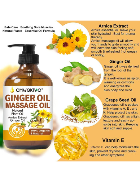 Aceite de Masaje de Jengibre CMWGKBC 130ml Hidratante Aceite de Masaje de Jengibre CMWGKBC 130ml Hidratante