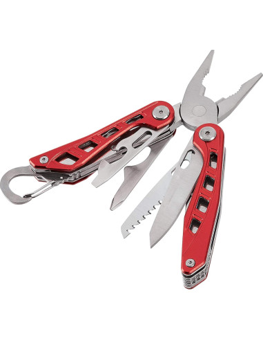Multiherramienta 8-en-1 Amazon Basics Acero Inoxidable Roja