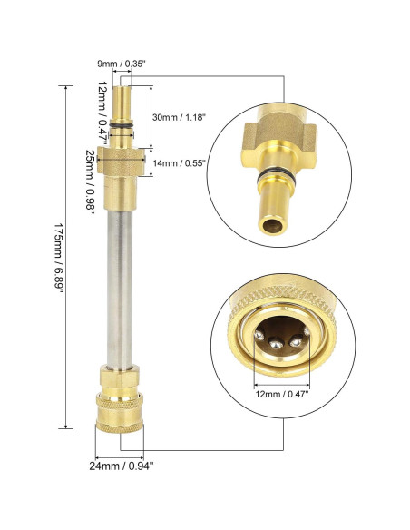 Adaptador de Lanza para Lavadora a Presión X AUTOHAUX 19.5cm Adaptador de Lanza para Lavadora a Presión X AUTOHAUX 19.5cm