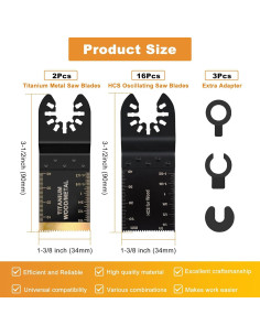 Kit 18 Cuchillas Oscilantes Queleay para Madera y Metal 2