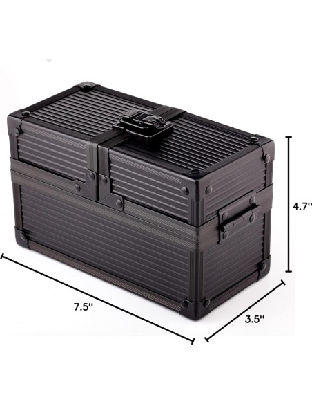 Caja de Metal Doble KakapopoTCG Negra para Cartas y Dados Caja de Metal Doble KakapopoTCG Negra para Cartas y Dados