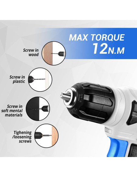 DEKOPRO Taladro Inalámbrico 8V Azul + Kit 126 Piezas DEKOPRO Taladro Inalámbrico 8V Azul + Kit 126 Piezas
