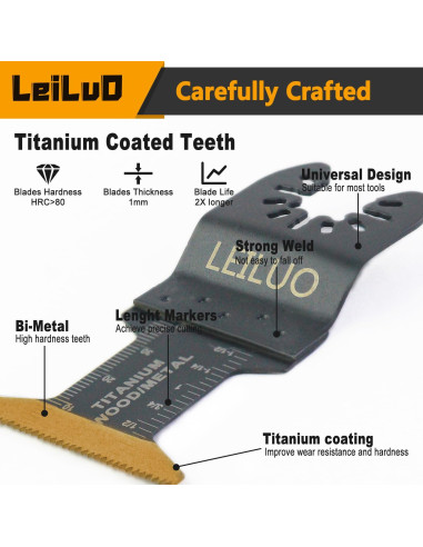 Kits de Cuchillas Multiherramienta LEILUO 15 Pcs Titanio
