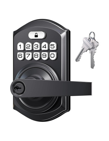 Cerradura Electrónica TEEHO TE004 con Teclado y Manija - Negro Mate