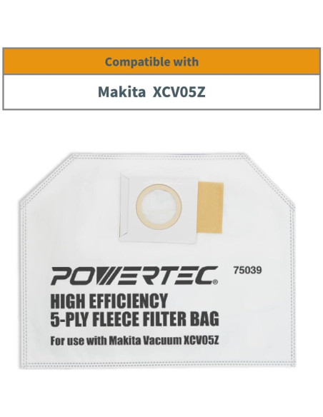 Bolsas de Filtro POWERTEC 10PK para Aspiradora Makita Bolsas de Filtro POWERTEC 10PK para Aspiradora Makita