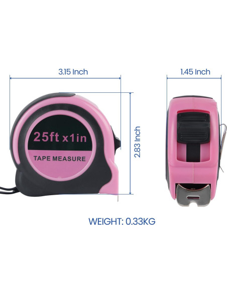 Cinta Métrica Lichamp 7.62m x 2.54cm Rosa Retráctil Cinta Métrica Lichamp 7.62m x 2.54cm Rosa Retráctil