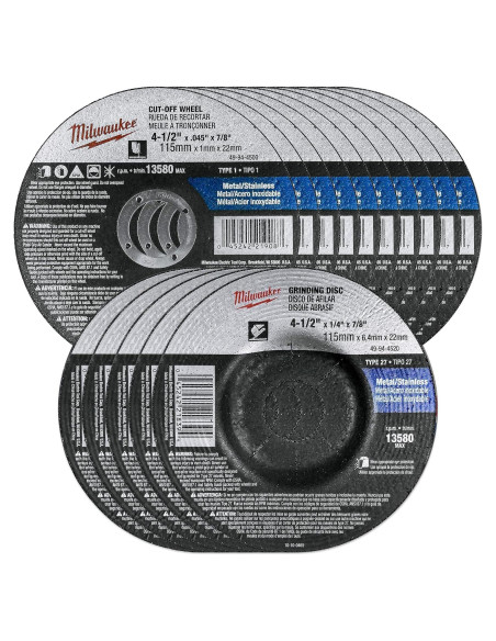 Juego de Corte y Desbaste 15 Pzas Milwaukee 4.5" Metal Juego de Corte y Desbaste 15 Pzas Milwaukee 4.5" Metal