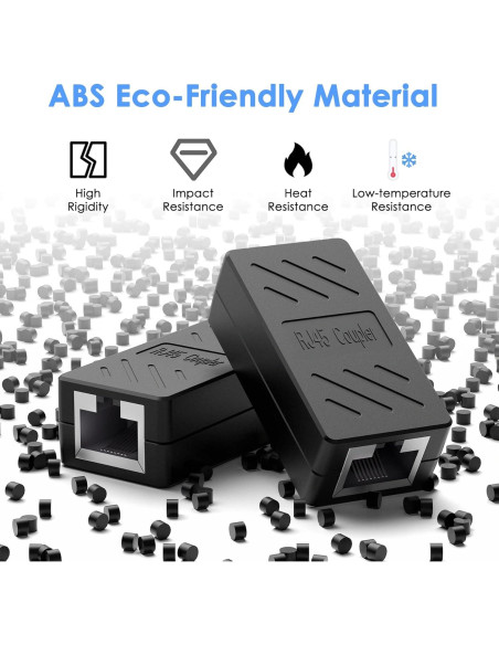 Acoplador RJ45 Dingsun Hembra a Hembra Cat7/Cat6/Cat5e 2Pack Negro Acoplador RJ45 Dingsun Hembra a Hembra Cat7/Cat6/Cat5e 2Pack Negro