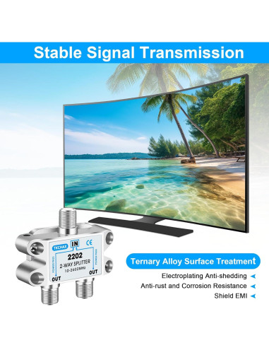 Divisor de Cable Coaxial 2 Vías TKCHAX 10-2600MHz RG6