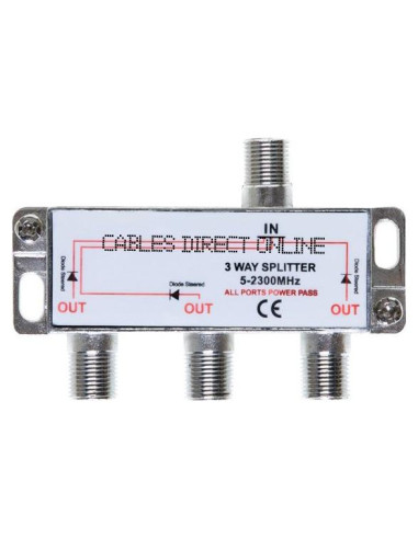 Divisor de Antena Coaxial Bi-Direccional 3 Vías Cables Direct Online