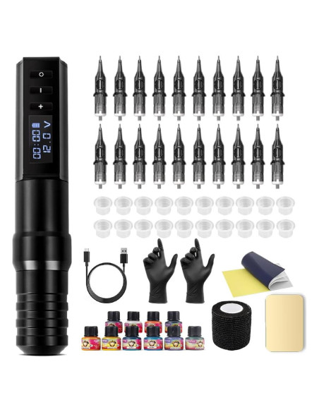 Kit Completo de Tatuaje Kiss of Dragon Inalámbrico 2400mAh Kit Completo de Tatuaje Kiss of Dragon Inalámbrico 2400mAh