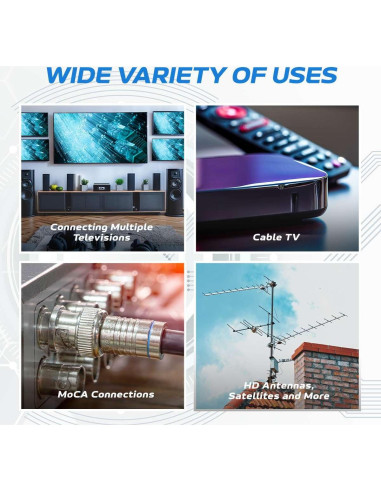 Divisor de Antena Coaxial Bi-Direccional 3 Vías Cables Direct Online