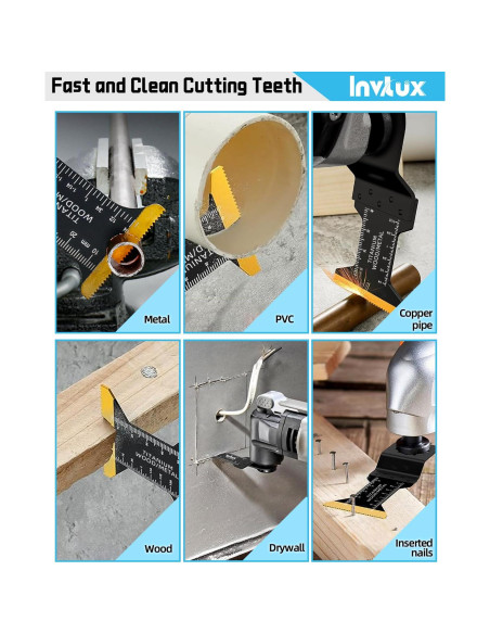 Kit de 10 Cuchillas de Sierra Oscilante Invtux para Madera y Metal Kit de 10 Cuchillas de Sierra Oscilante Invtux para Madera y Metal