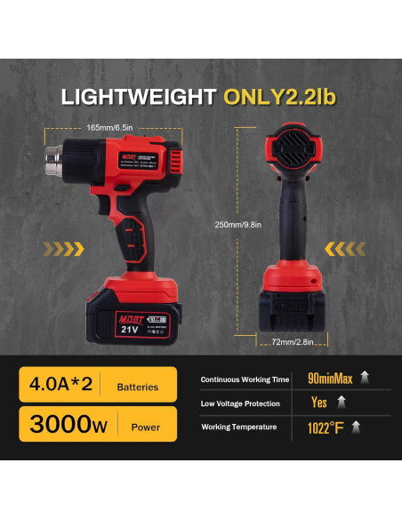 Pistola de Calor Inalámbrica MDBTTOOLS 21V 300W con 5 Boquillas Pistola de Calor Inalámbrica MDBTTOOLS 21V 300W con 5 Boquillas