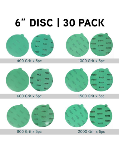 Discos de Lijado PSA 6" LotFancy 30PCS Grano 400-2000