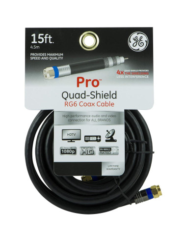 Cable Coaxial RG6 Cuádruple Blindaje GE 15.2 m Conectores F