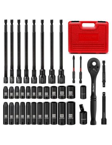 Juego de Enchufes y Destornilladores LLNDEI 38PCS SAE