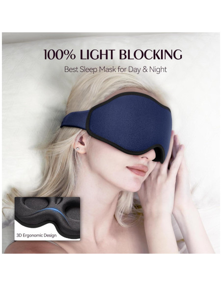 Mascarilla para dormir 3D FACEMOON - Espuma viscoelástica, 2 colores Mascarilla para dormir 3D FACEMOON - Espuma viscoelástica, 2 colores