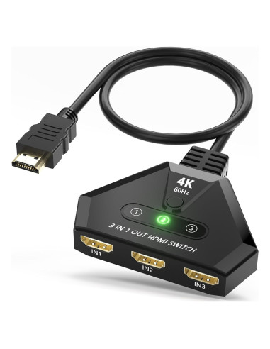 Conmutador HDMI 3 en 1 AUKOKIOULA 4K 60Hz Chapado en Oro