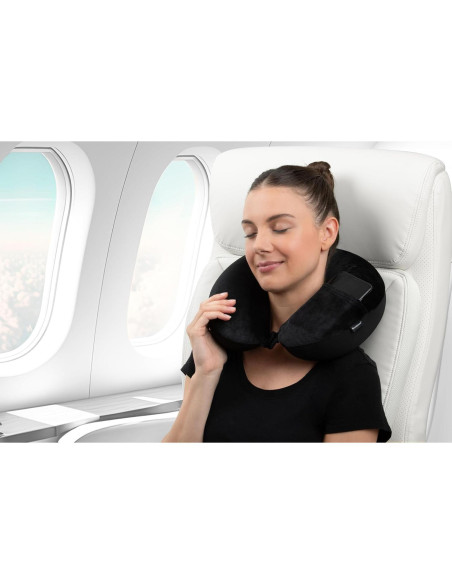 Almohada de Viaje Microperlas Brookstone Azul Soporte Cuello Almohada de Viaje Microperlas Brookstone Azul Soporte Cuello