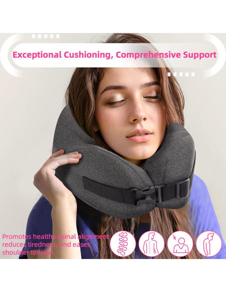 Juego de Almohada de Viaje Nadachi Espuma de Memoria Gris Juego de Almohada de Viaje Nadachi Espuma de Memoria Gris
