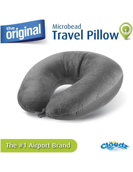 Almohada de Viaje Cloudz Microperlas Doble Confort Gris Almohada de Viaje Cloudz Microperlas Doble Confort Gris