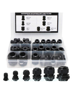 Kit de Pasacables NPT 50pcs MAKERELE Nylon Impermeable